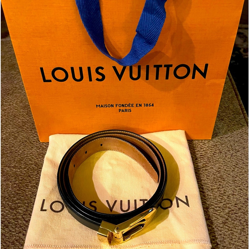 Louis Vuitton Belt black Epi Ceinture length 90 waist size 36